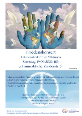 Sa 19. September 2026: Friedenskonzert zum Mitsingen